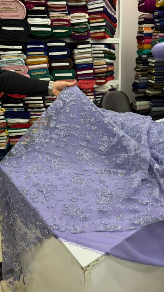 Simli Dantel Lila