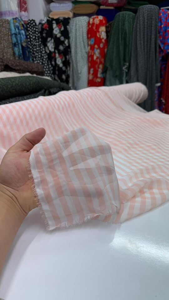 Pink Şeritli Şifon