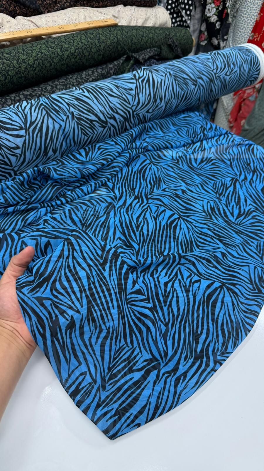 Mavi Zebra Şifon