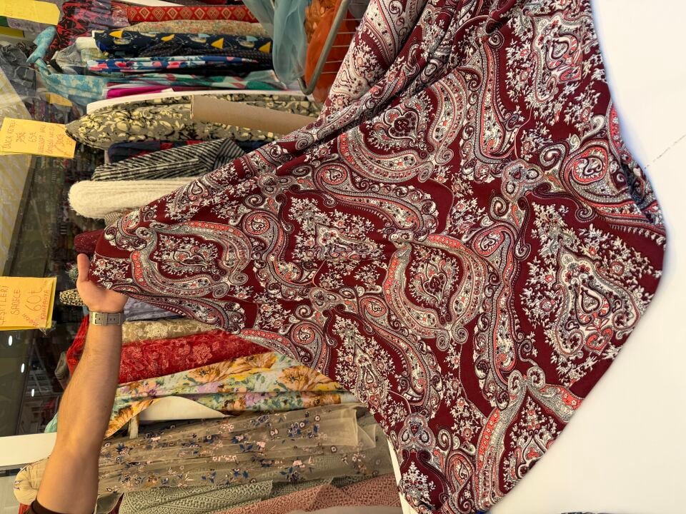 Bordo Osmanlı Desen Viskon